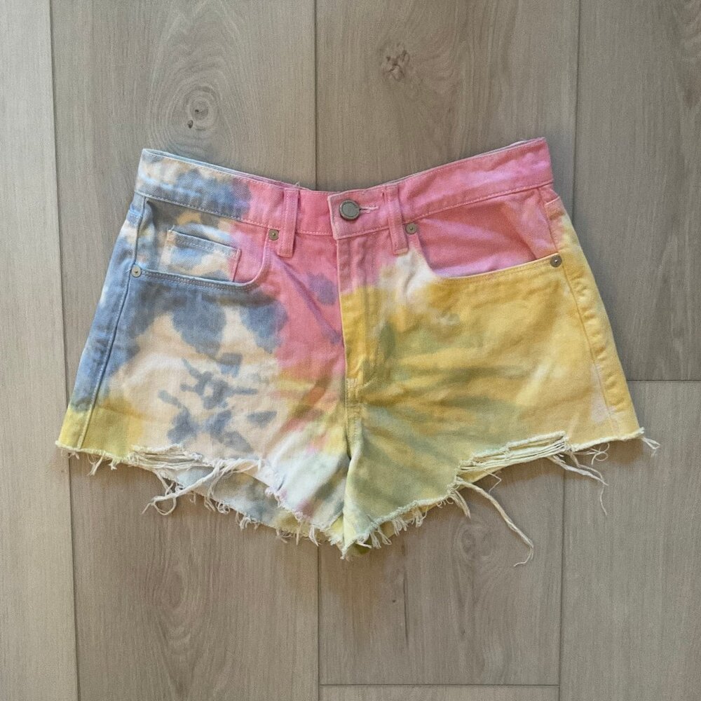 Pastel Tie Dye High Rise Blank NYC Denim Shorts